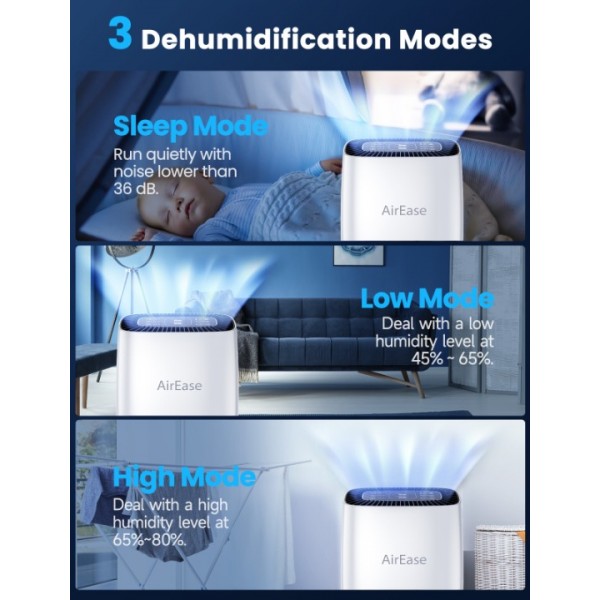 12L/Day Dehumidifiers for Home, Powerful Dehumidifier with Digital Humidity Display & Control, 2.5L Water Tank & Drainage Hose, Childlock, 24H Timer Ideal for Damp, Condensation and Laundry Drying