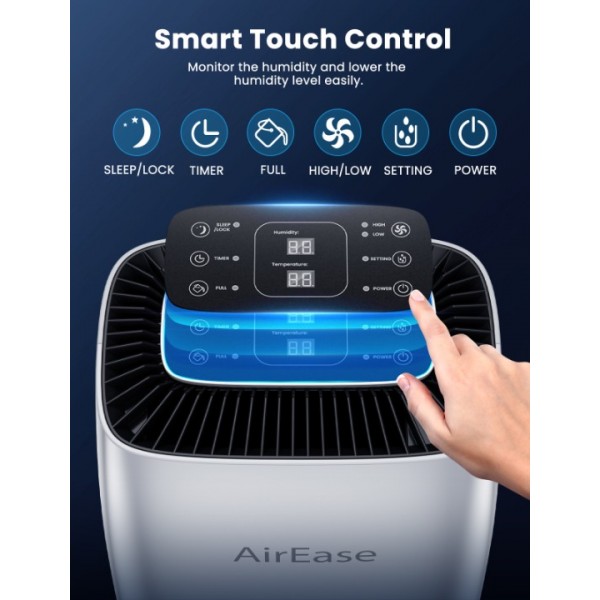 12L/Day Dehumidifiers for Home, Powerful Dehumidifier with Digital Humidity Display & Control, 2.5L Water Tank & Drainage Hose, Childlock, 24H Timer Ideal for Damp, Condensation and Laundry Drying