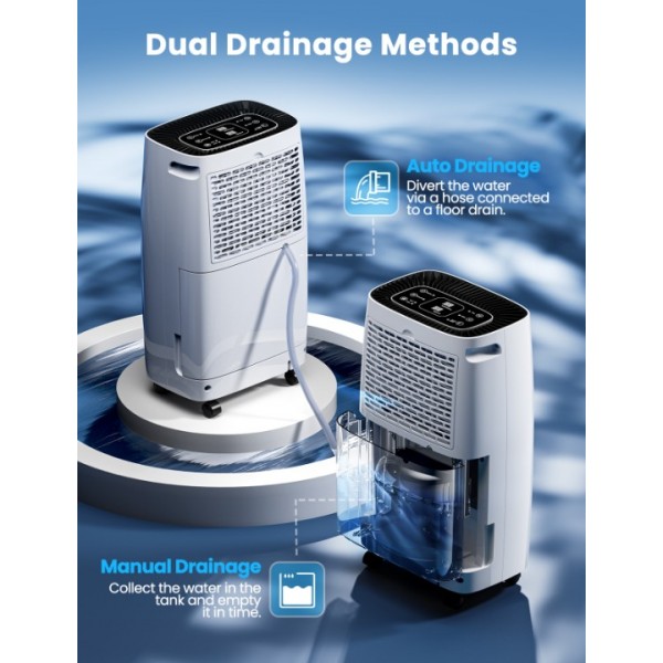 12L/Day Dehumidifiers for Home, Powerful Dehumidifier with Digital Humidity Display & Control, 2.5L Water Tank & Drainage Hose, Childlock, 24H Timer Ideal for Damp, Condensation and Laundry Drying